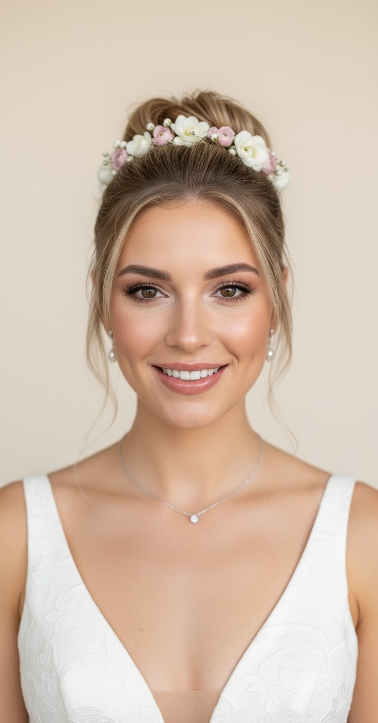 After Bridal Flower Bun Hairstyle